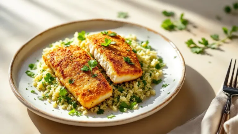 Esqueça as receitas complicadas: filetes de pescada panados com arroz de coentros crocantes e leves