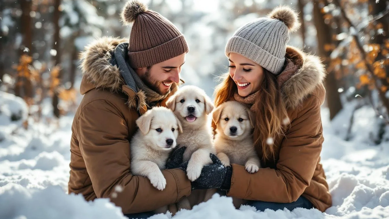 O resgate impossível: casal encontra ninhada de cachorros perdida no meio da neve
