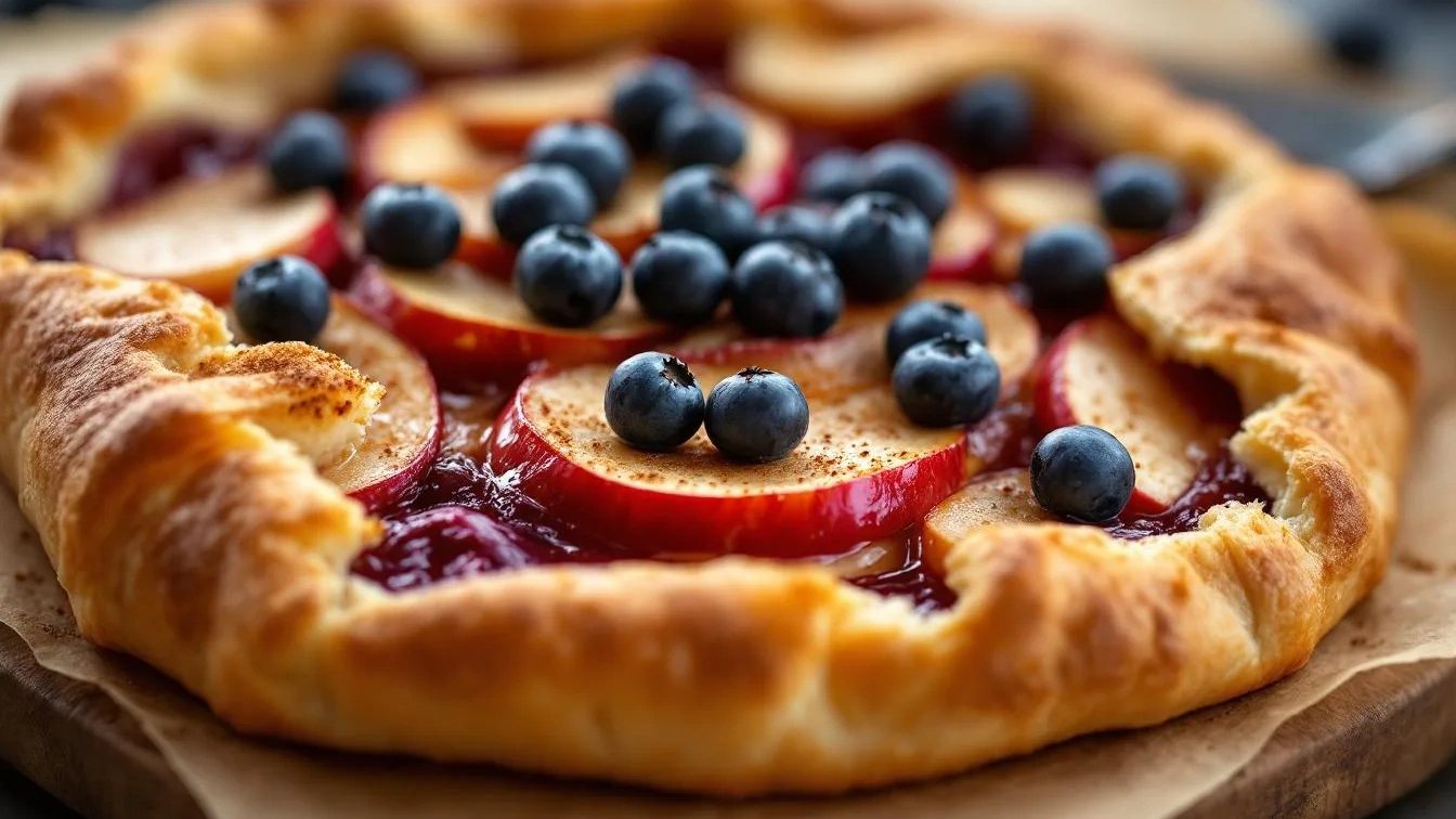 Tarte de mirtilo e maçã rústica: a sobremesa irresistível que não precisa de formas